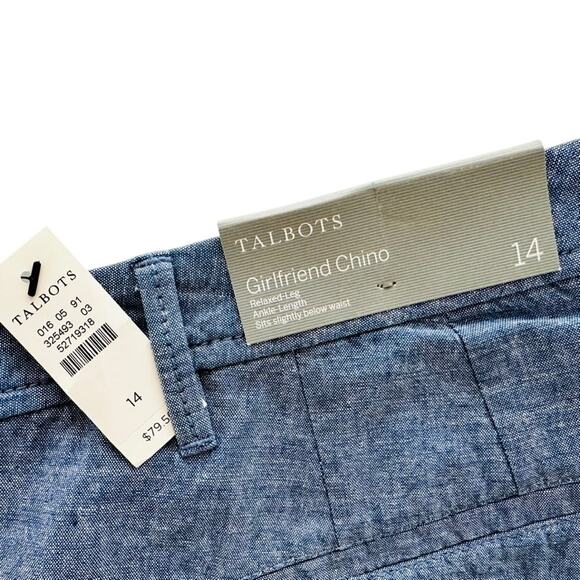Talbots Girlfriend Chino Size 14 Chambray Blue NEW Ankle Cotton Summer Casual - Picture 3 of 4